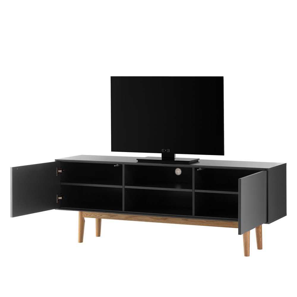 Splendid - Mueble TV estilo minimalista en color gris oscuro 2 puertas